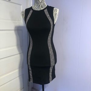 Slimming black and gray dress